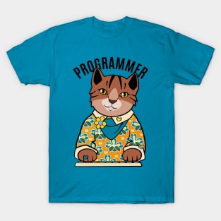 Programmer Girl Cat T-Shirt